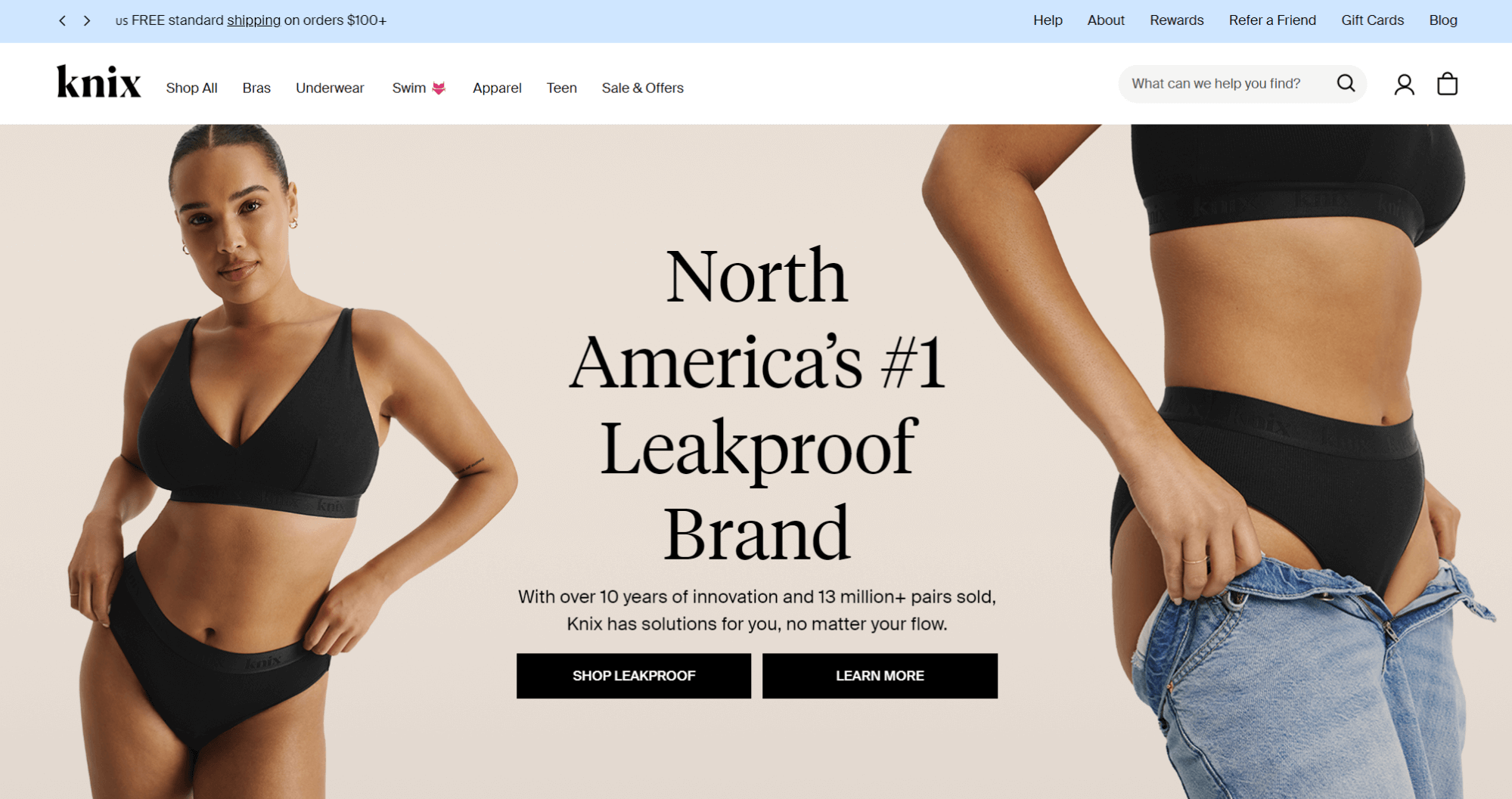 Knix homepage