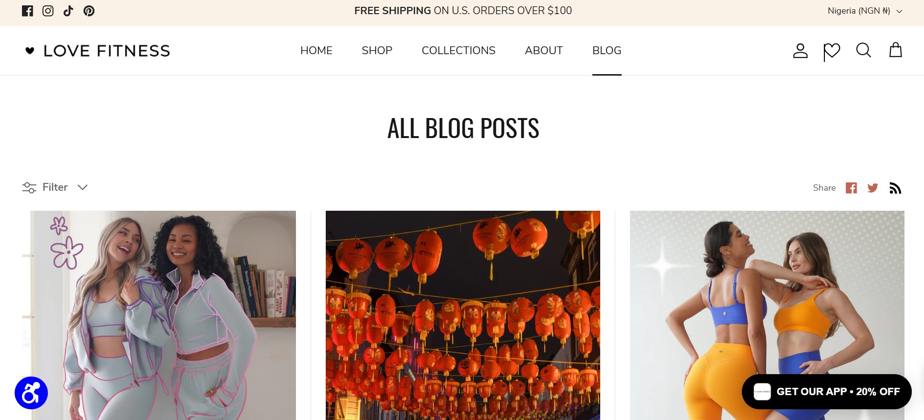 Love Fitness blog page