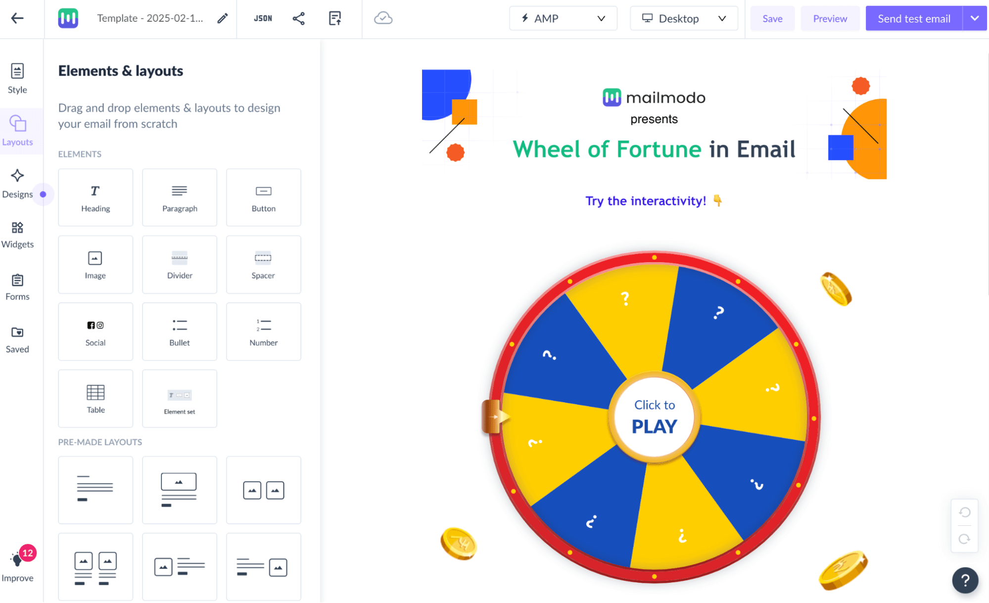 Mailmodo wheel of fortune email