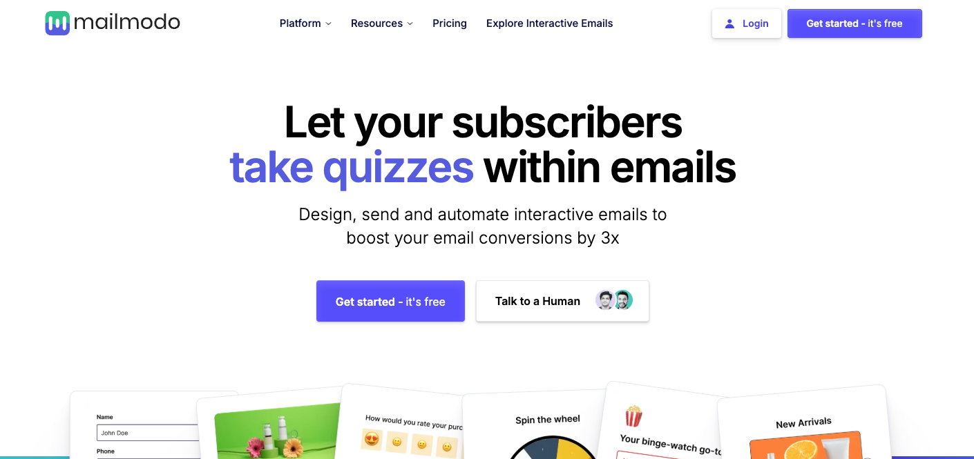 Mailmodo homepage