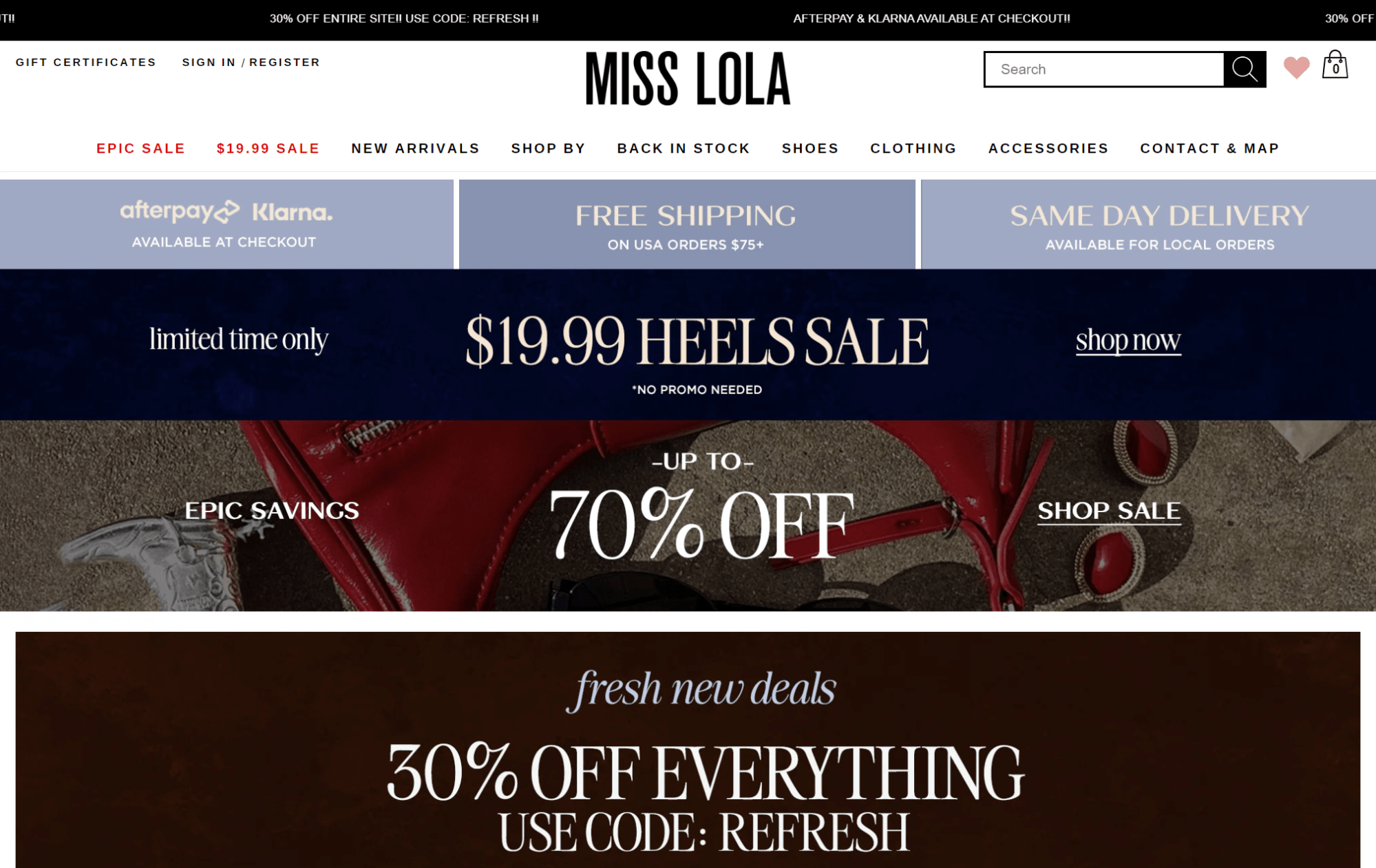 Miss Lola homepage