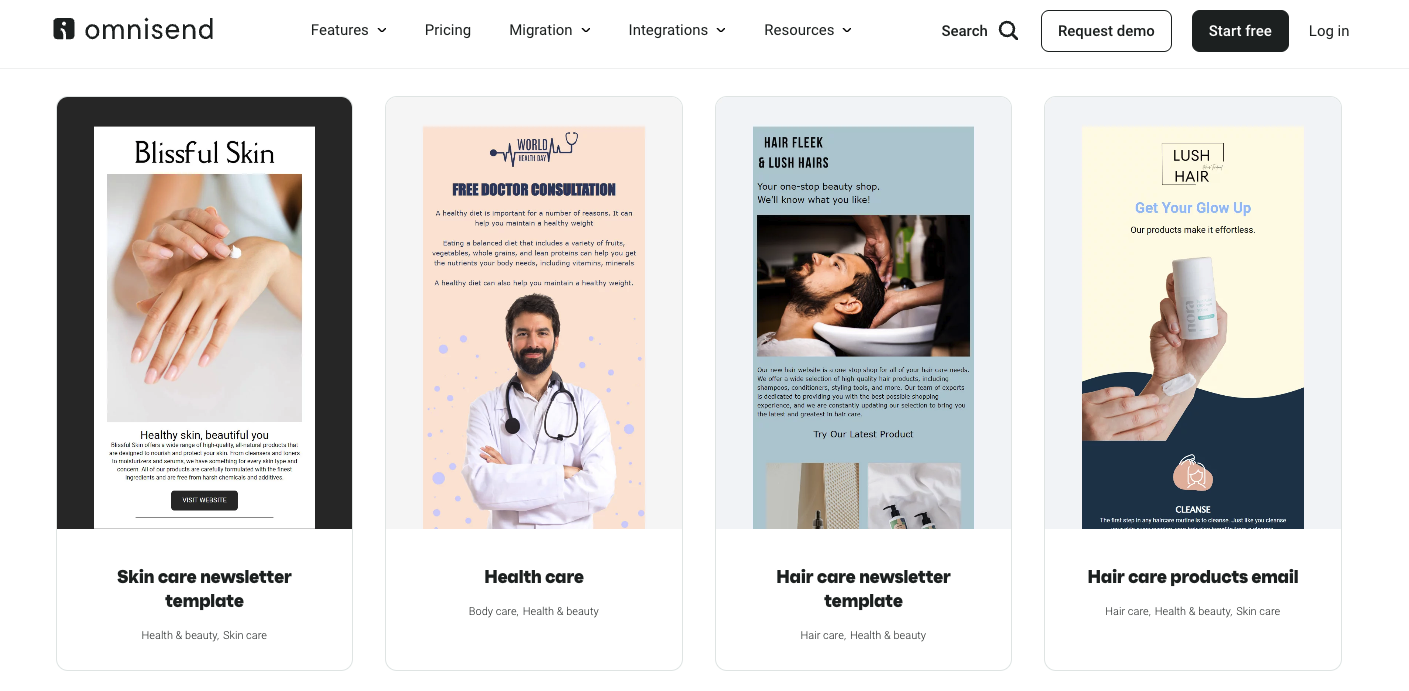 Omnisend health templates