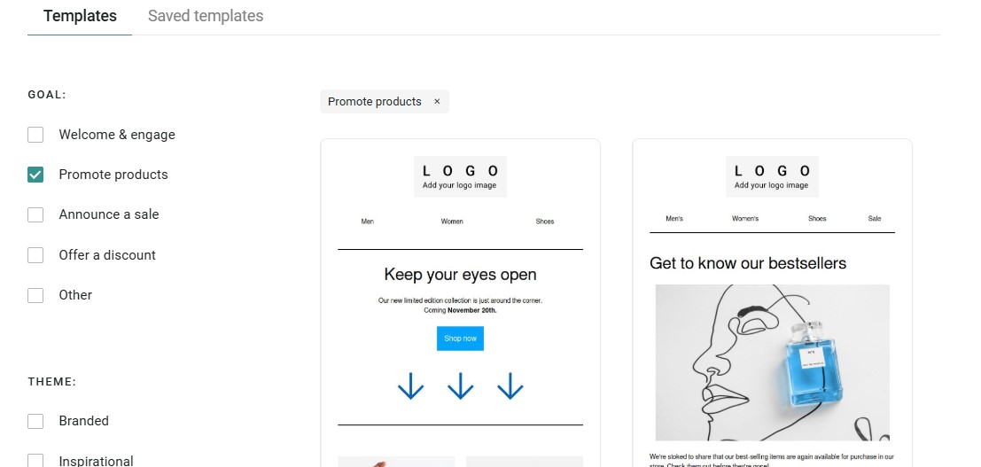 Product promotion templates