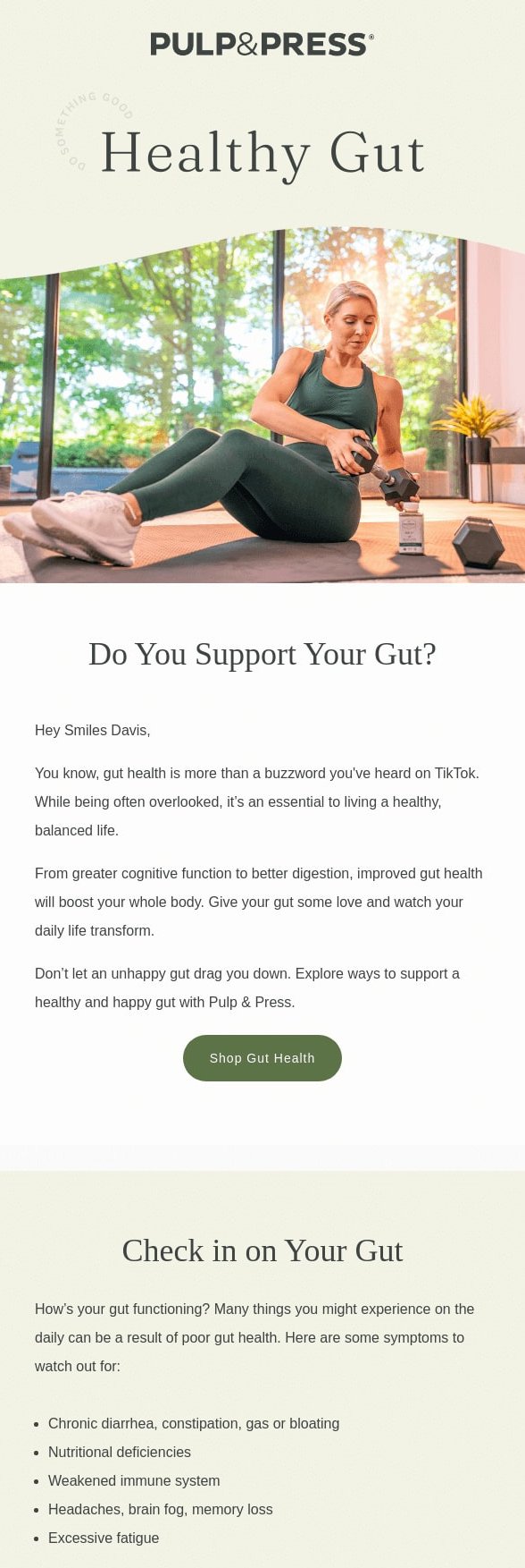 Professional email example from Pulp & Press