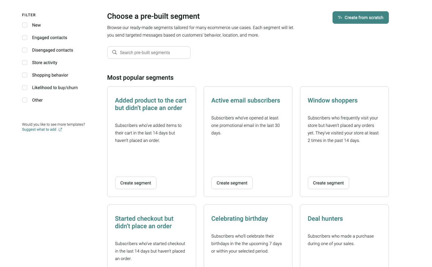 Choosing a segment in Omnisend