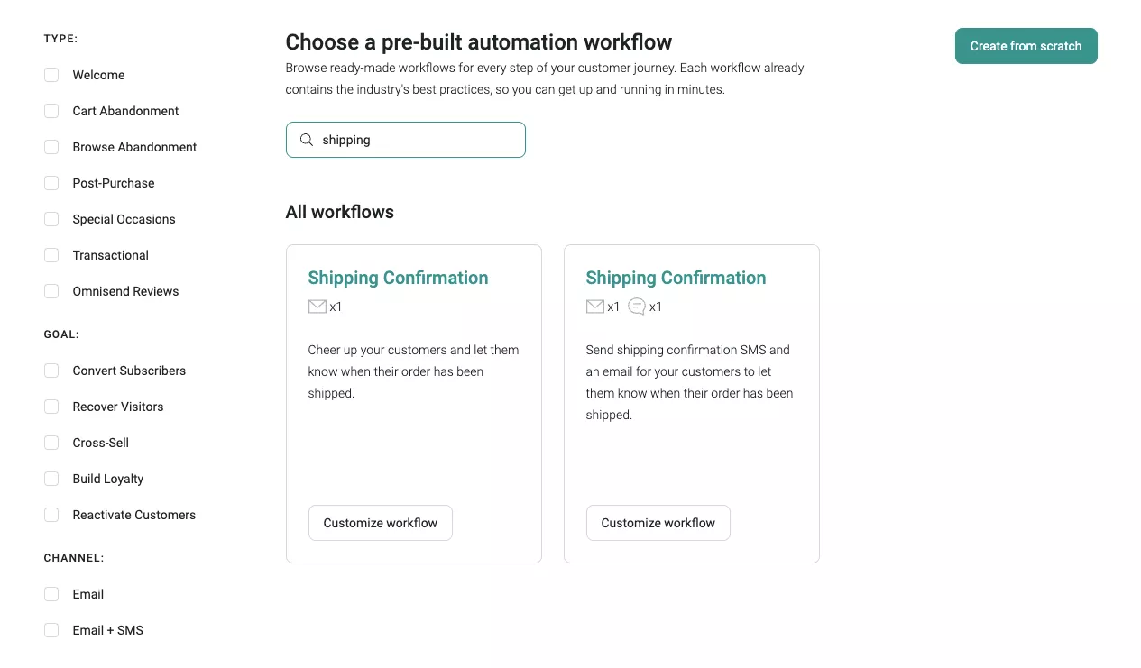 Choosing shipping confirmation workflow