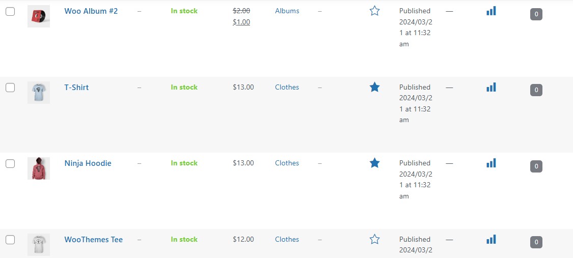WooCommerce featured product marked by star icon