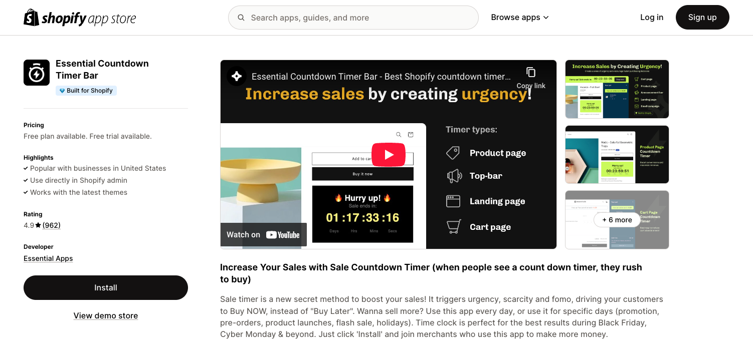 Essential Countdown Timer Bar
