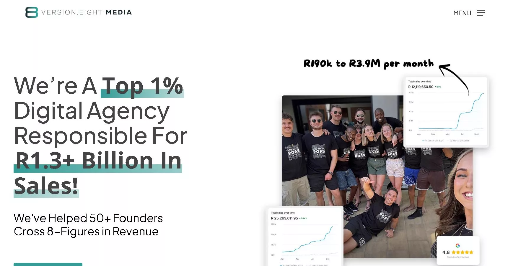 V8 Media agency homepage
