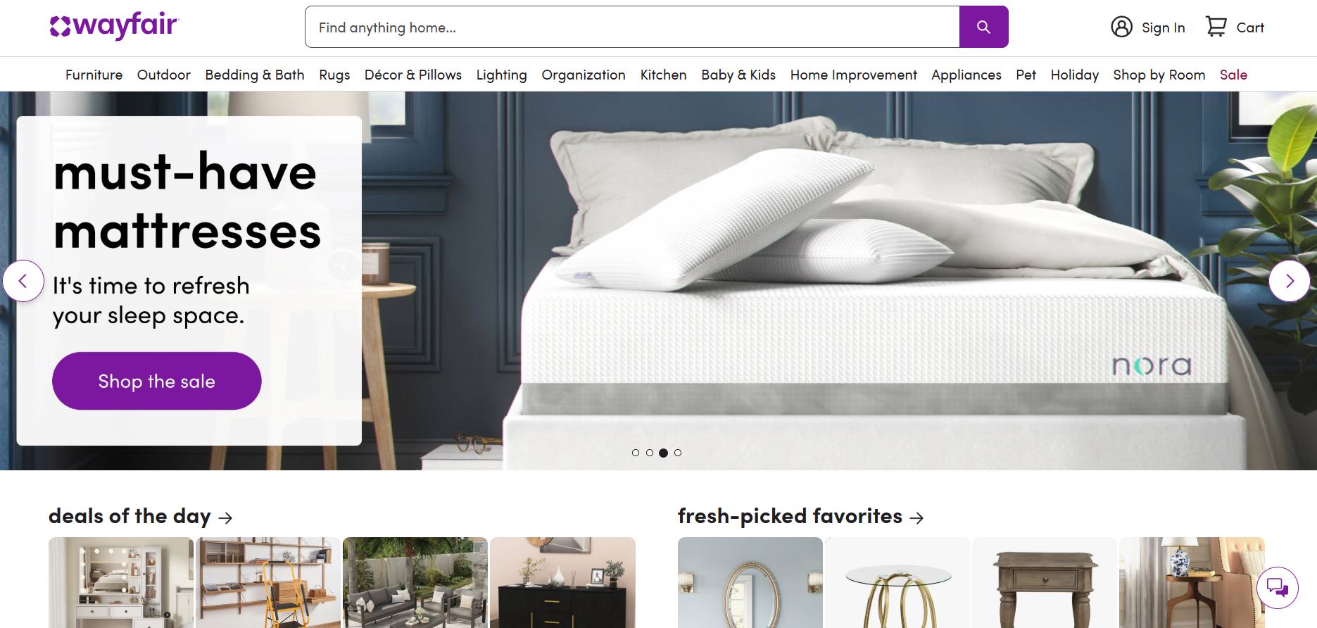 Wayfair homepage