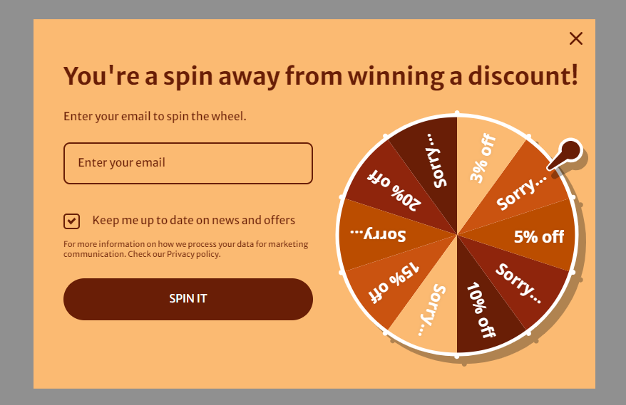 Wheel of fortune example from Omnisend