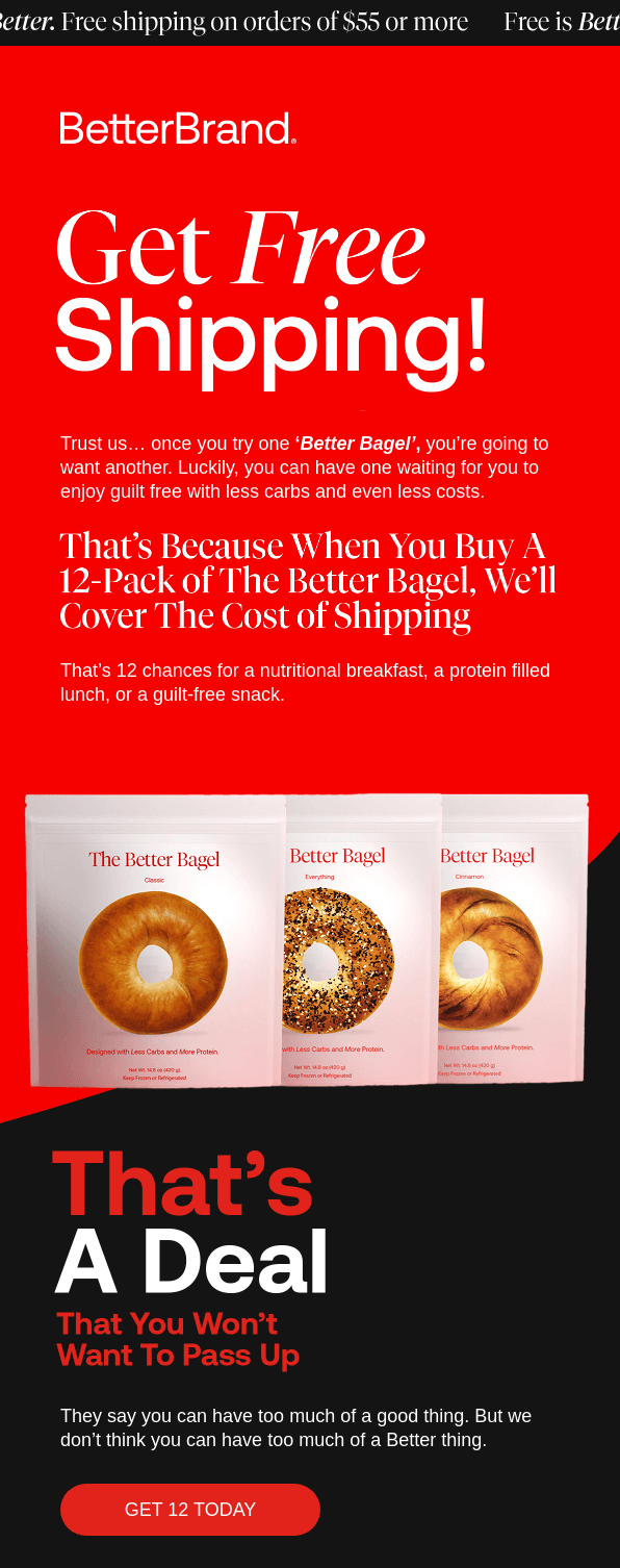 BetterBrand free shipping cross-sell email