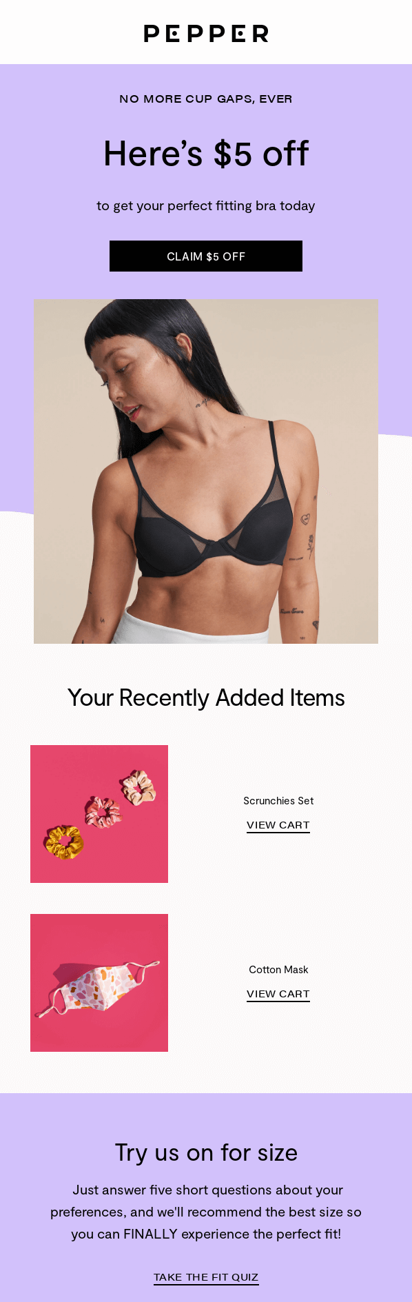 Pepper abandoned cart email