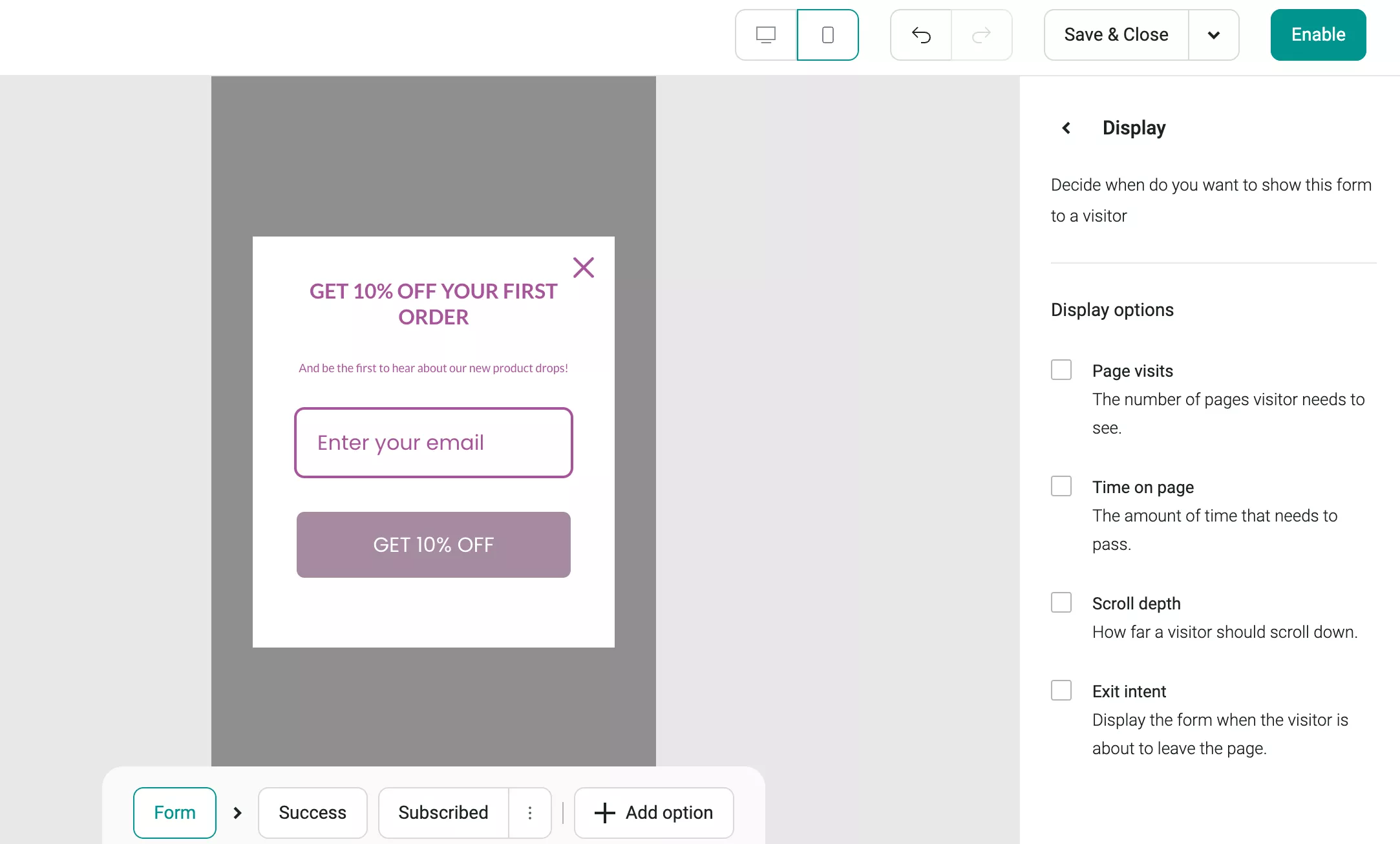 setting display triggers and targeting