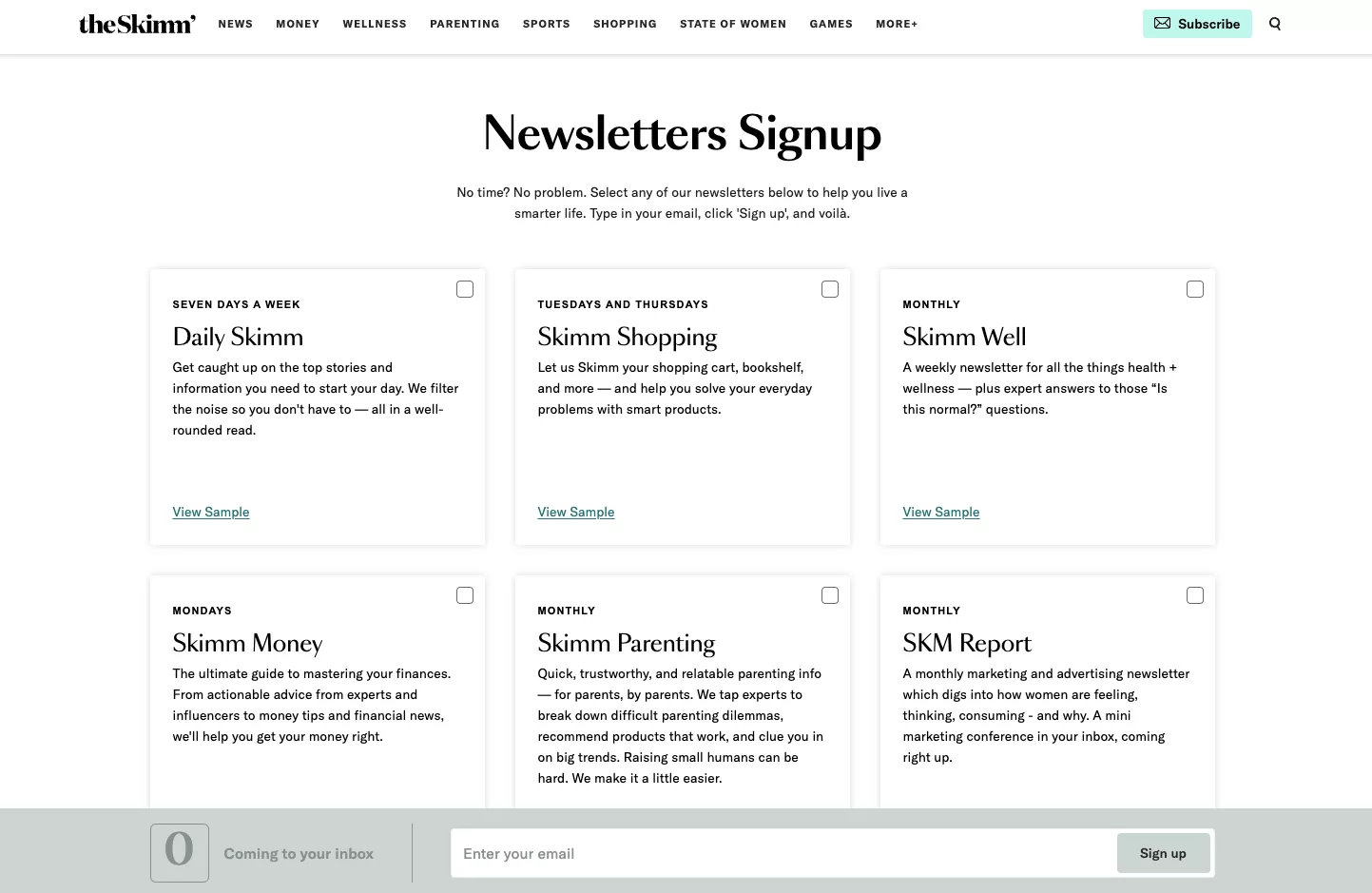 email newsletter signup example: theSkimm