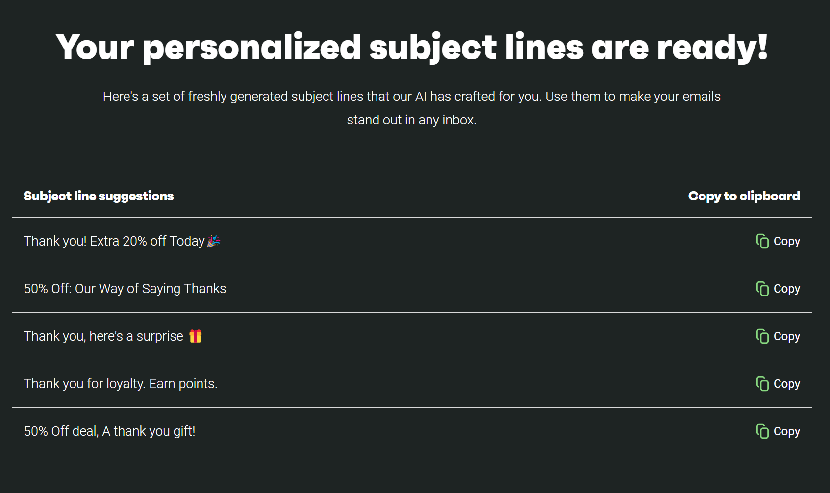 Omnisend's AI subject line generator
