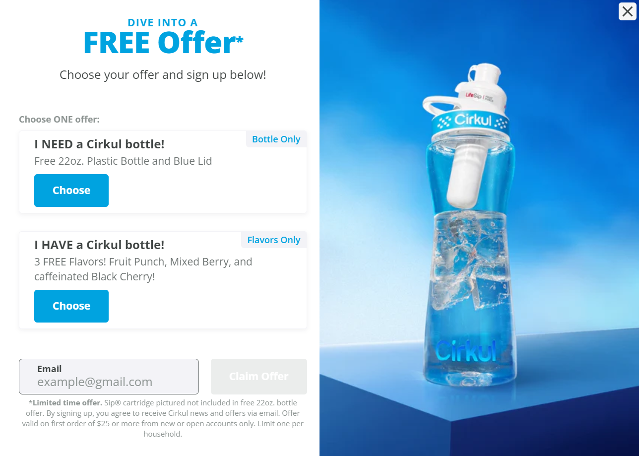 Cirkul on page load popup form