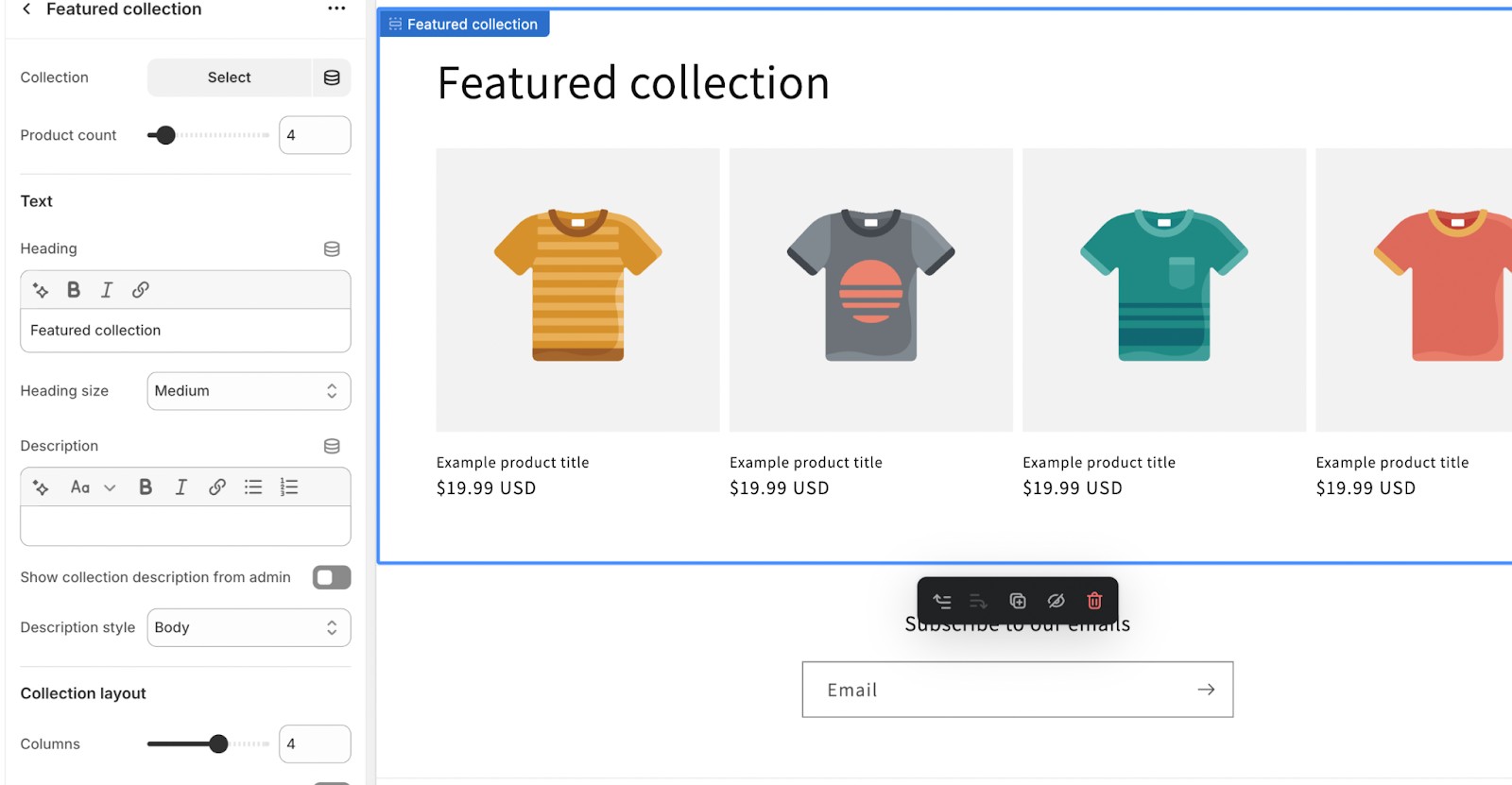 Customizing featured collection in Shopify