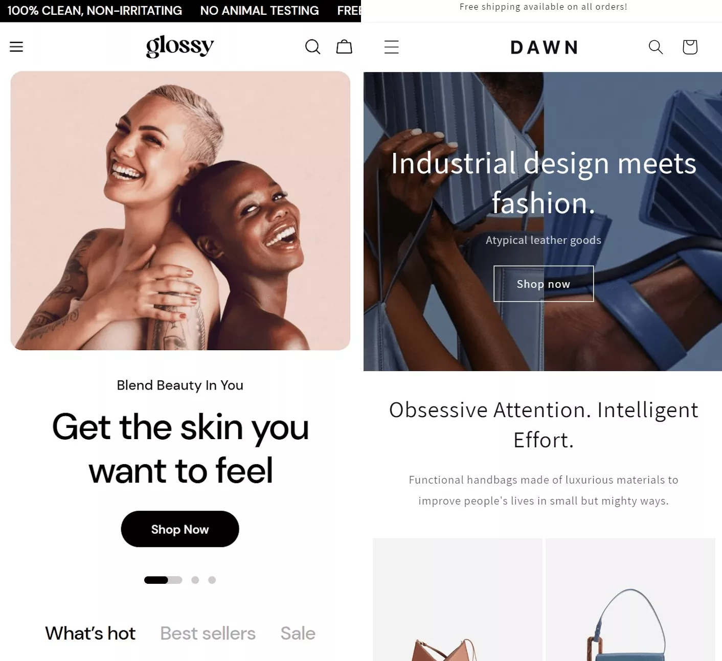 Comparison of Dawn and Sleek themes