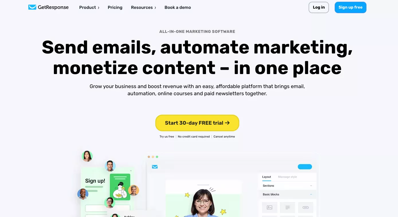 GetResponse homepage