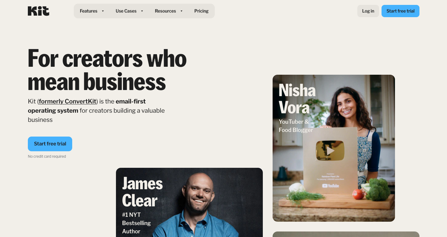 Mailmodo alternatives: Kit homepage