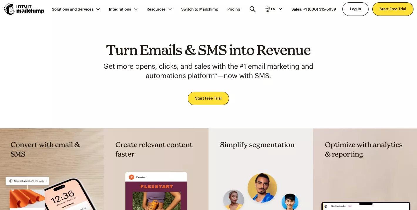 Mailchimp homepage