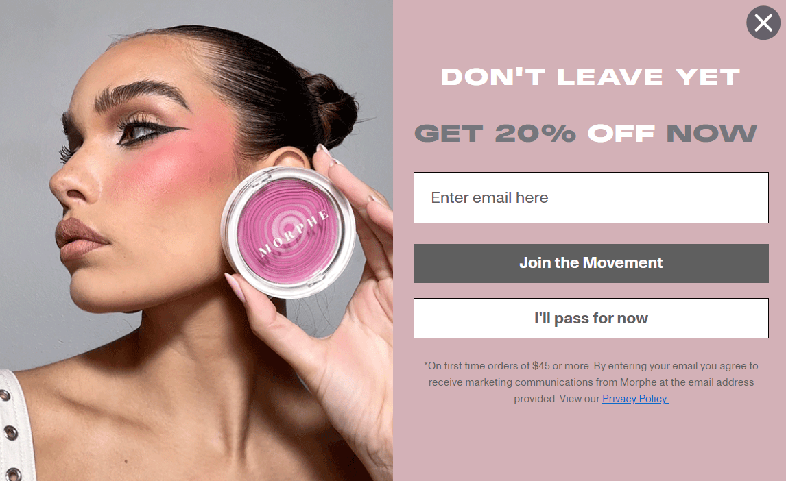 Morphe delayed trigger popup form