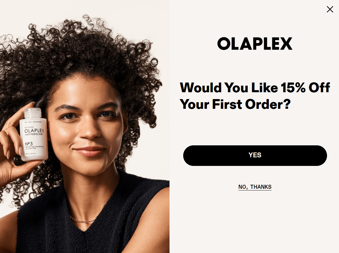 OLAPLEX scroll trigger popup form