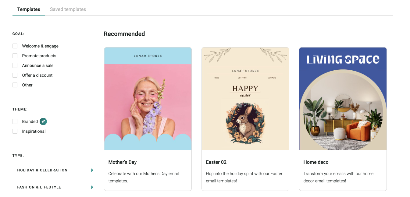 Omnisend recommended templates