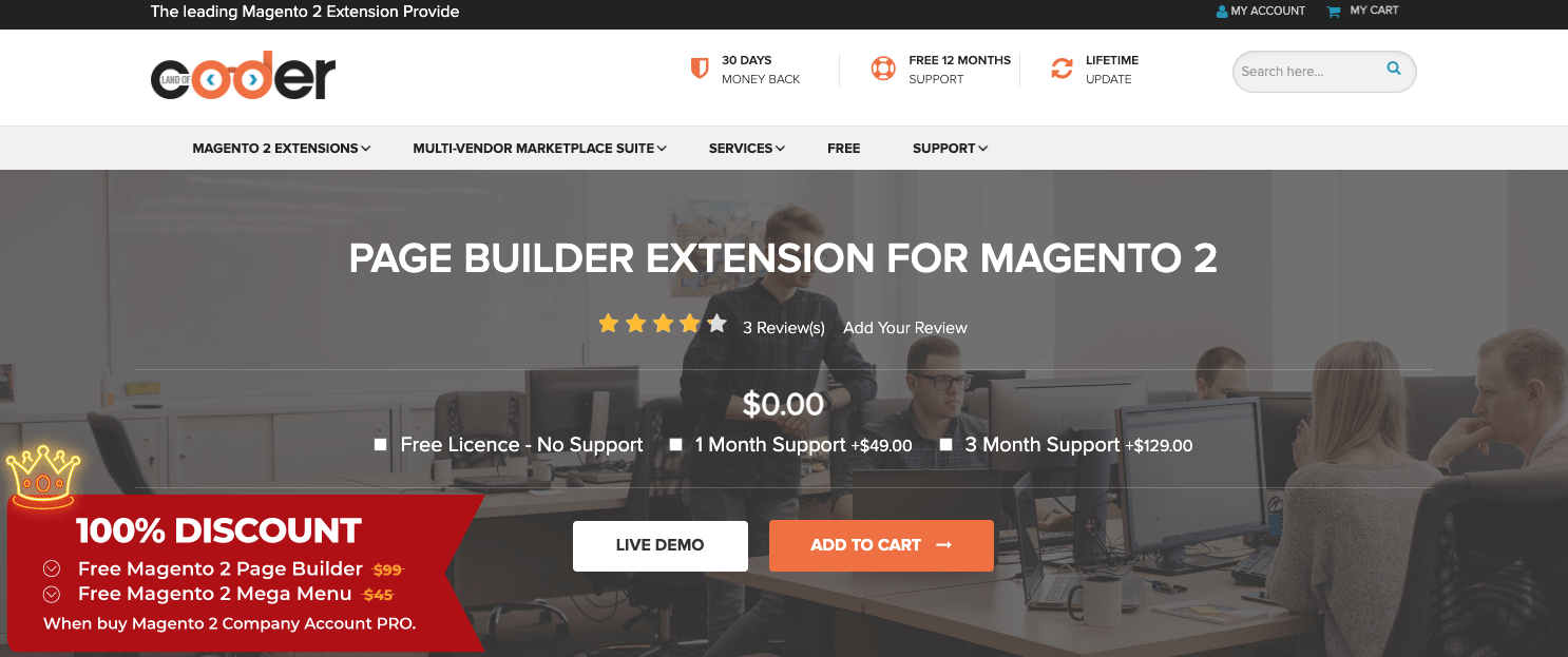 Page Builder Landofcoder homepage