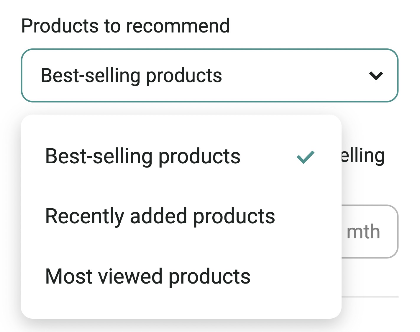 Selecting a category to recommend in Omnisend