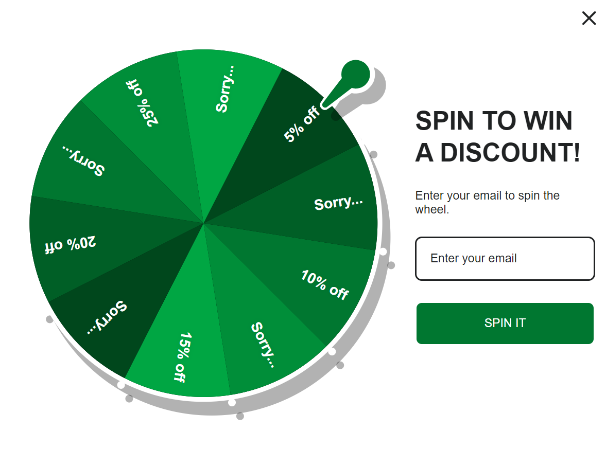 Rosebud’s Real Food wheel of fortune signup form