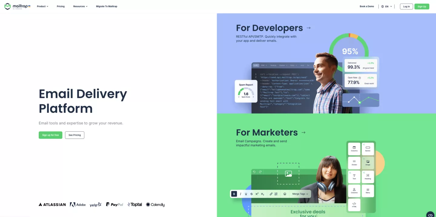 Mailtrap.io homepage