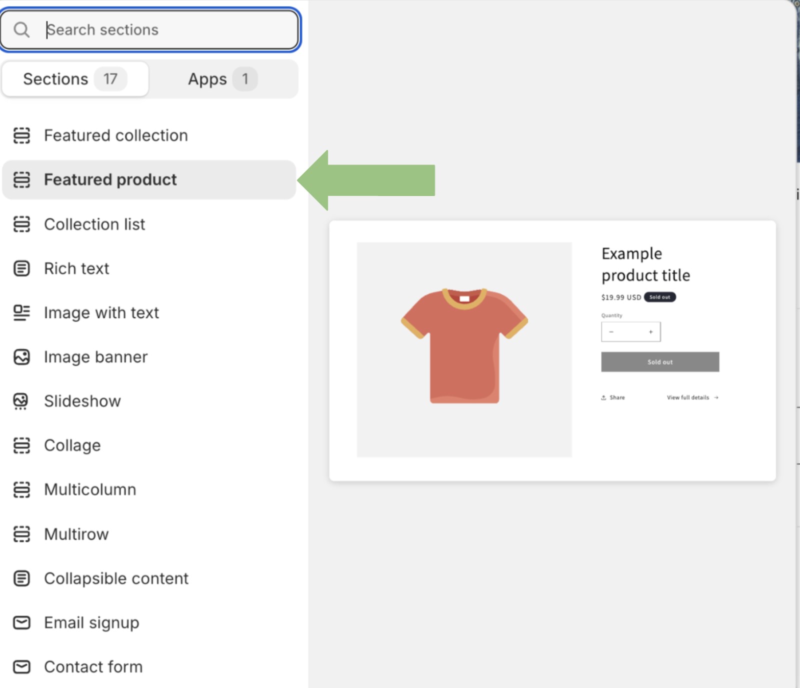 Selecting a featured product in Shopify