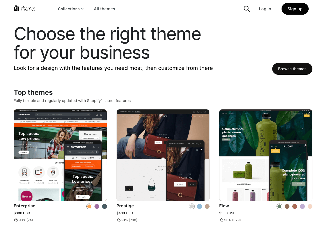 Choosing a Shopify theme