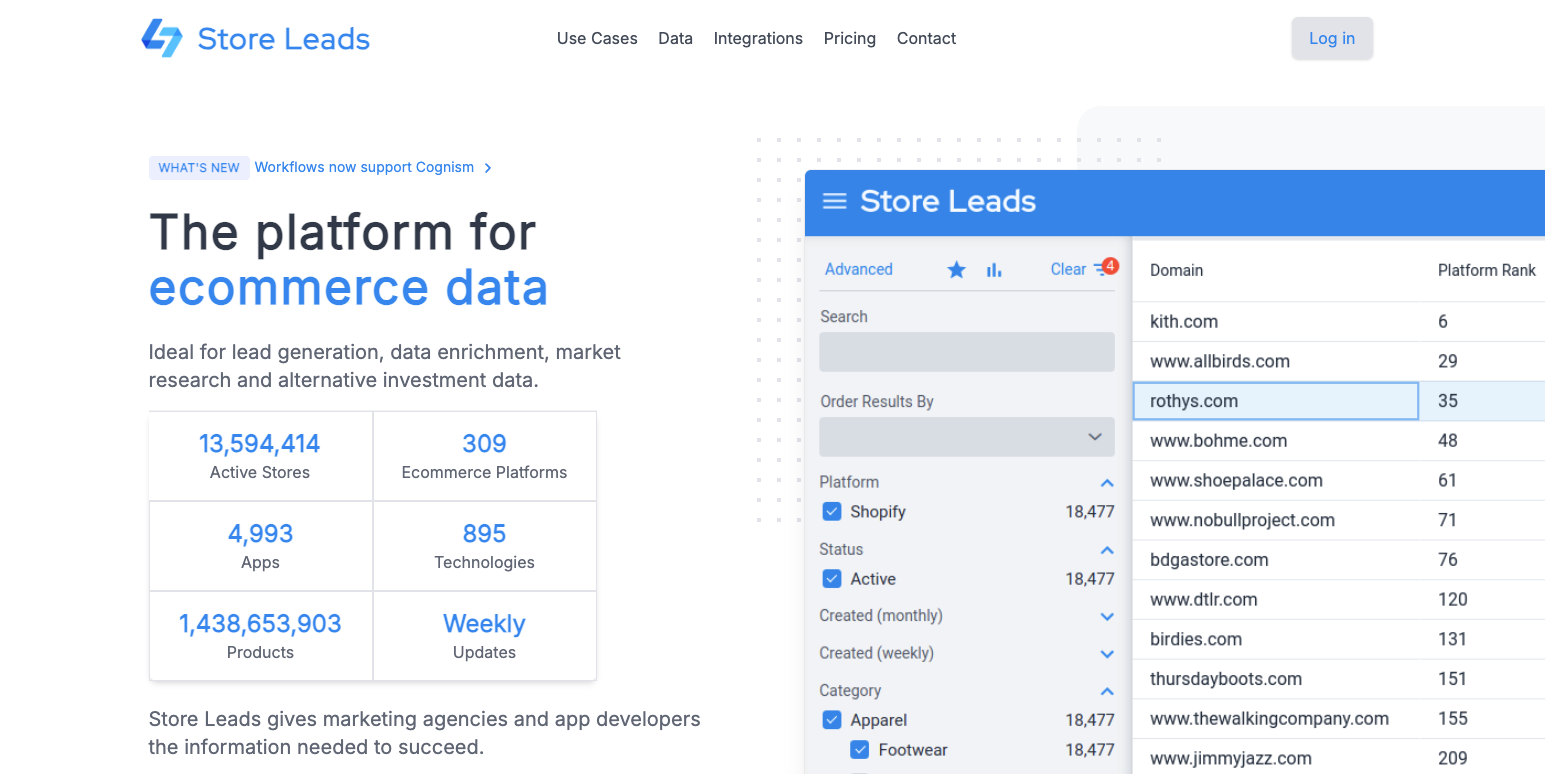 Store Leads homepage