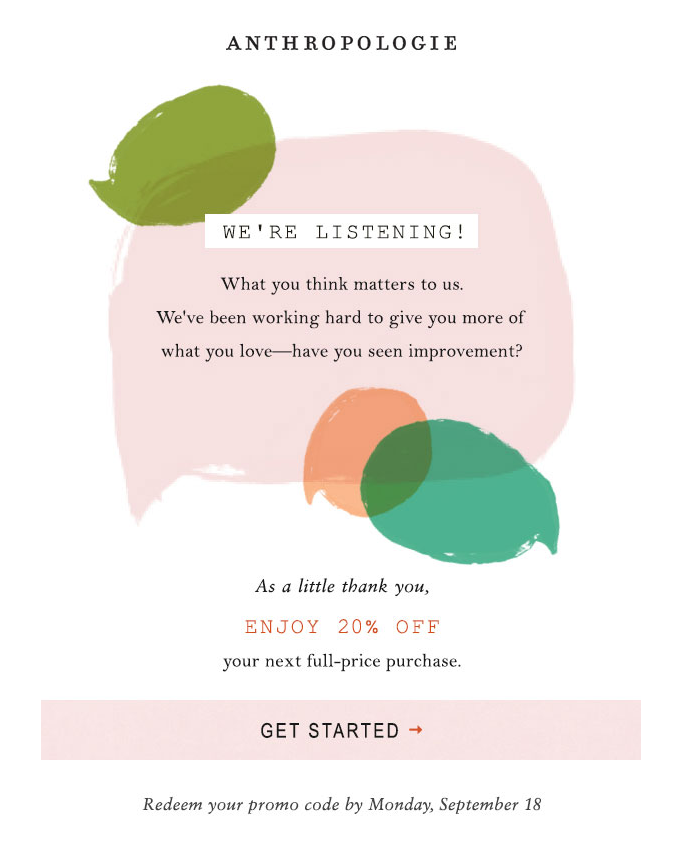 Anthropologie survey reminder email