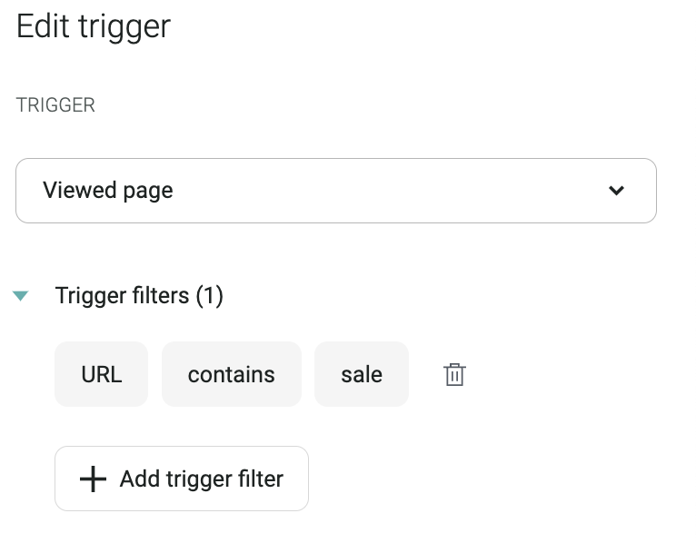 Trigger settings in Omnisend