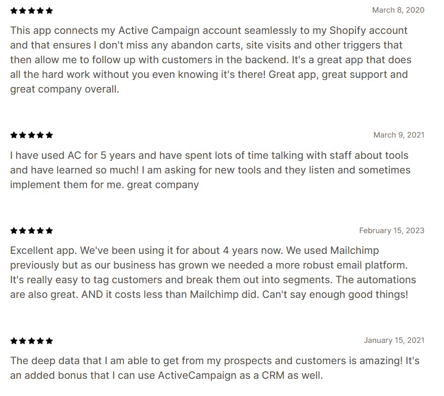 Active Campaign reviews