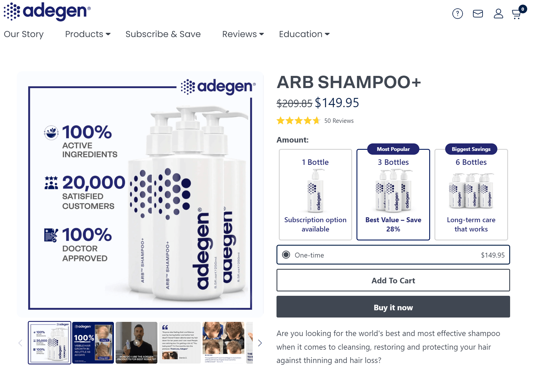 Product page upsell example from Adegen
