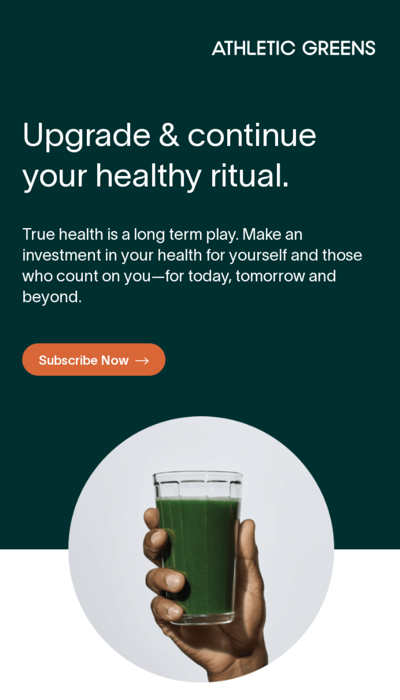 Athletic Greens post-purchase email