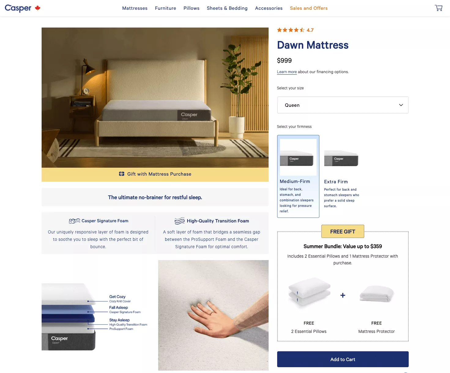 Casper product page