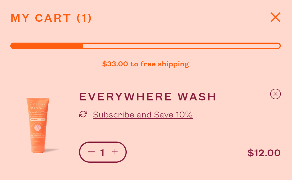 Cart page upsell example from Cheeky Bonsai