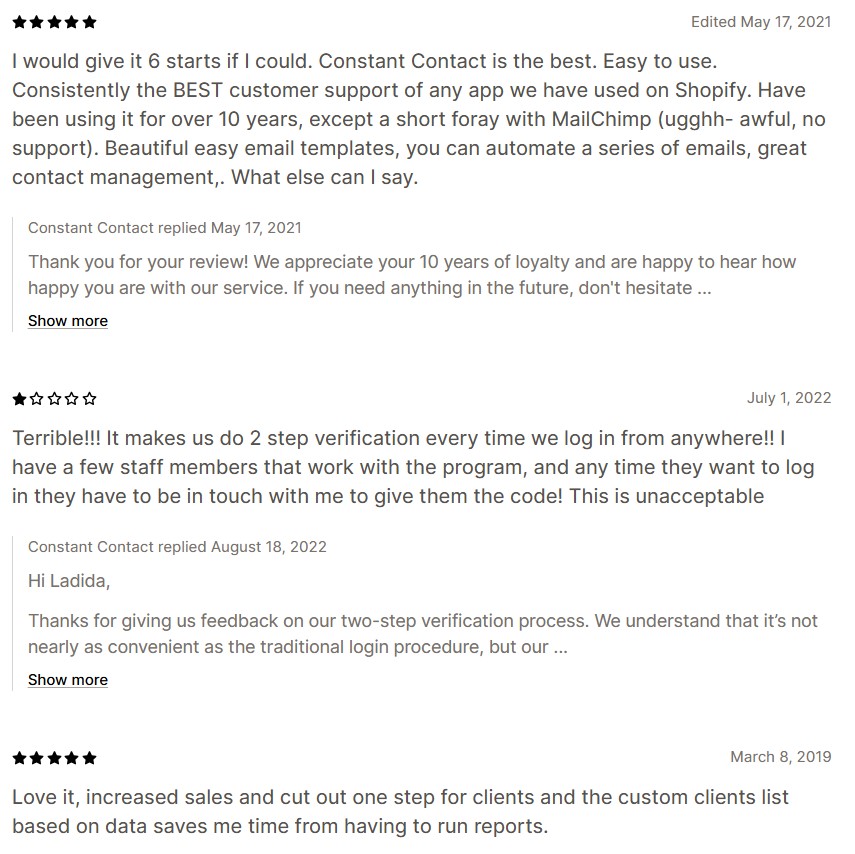 Constant Contact reviews