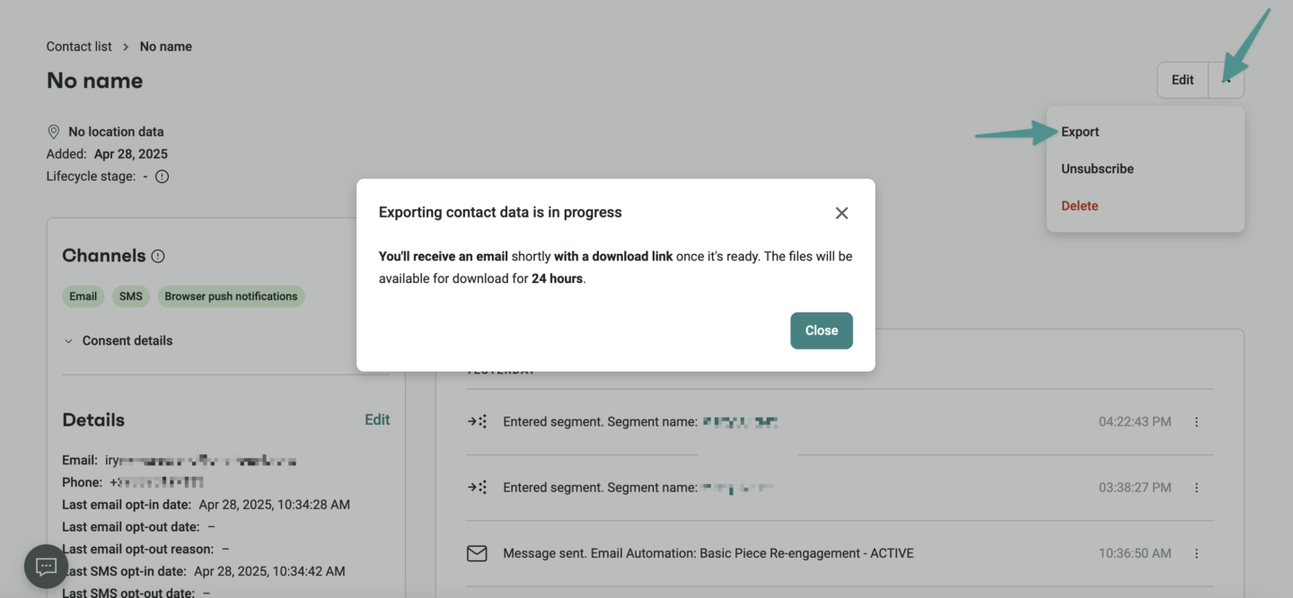 Contact activity