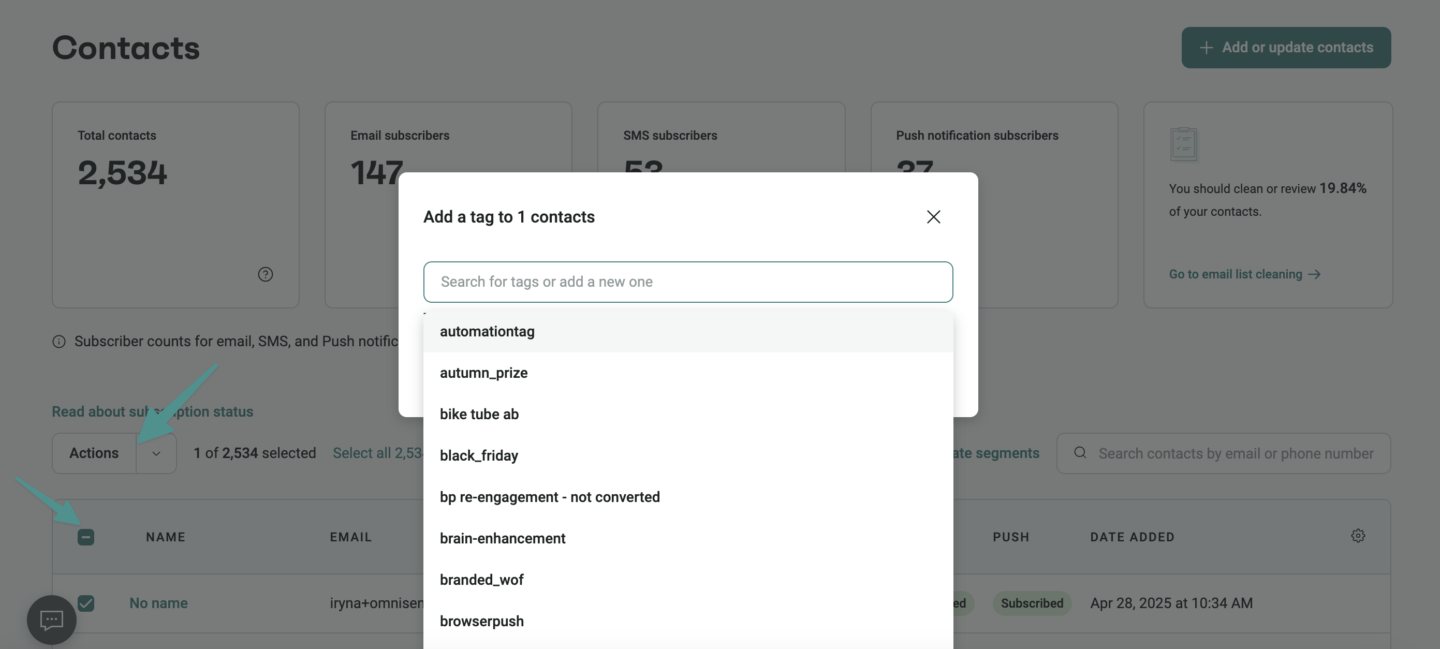Contact tags