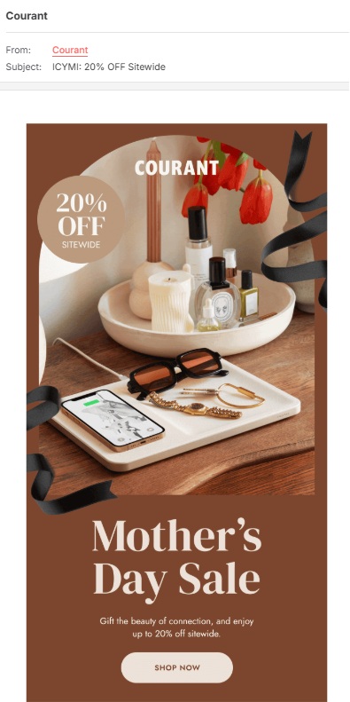 Mother's Day subject line with discount | Courant