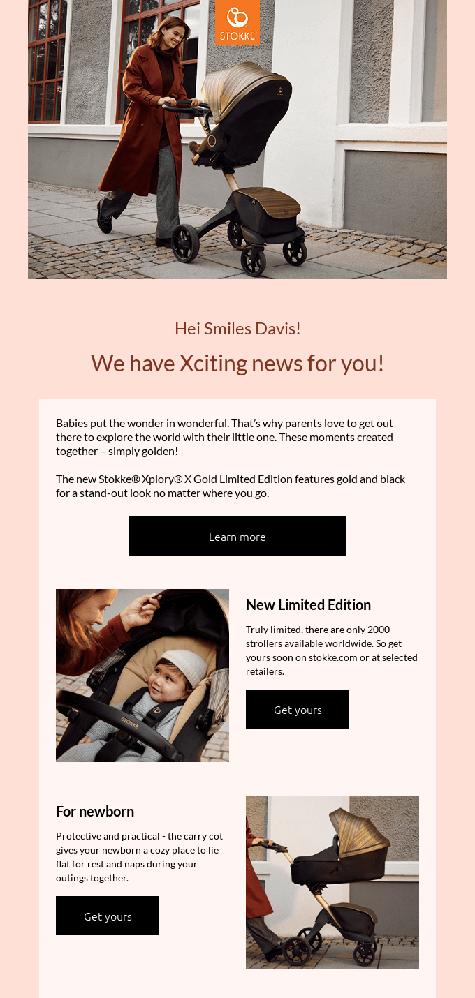 Email segmentation | Stokke’s premium product email