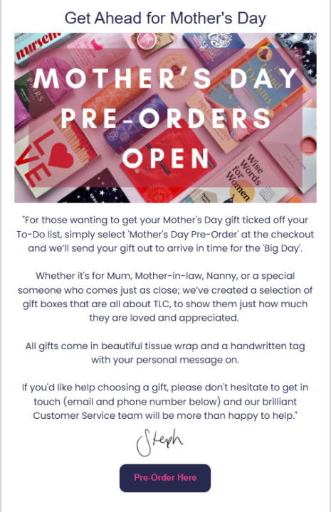Email segmentation example | Don't Buy Her Flowers seasonal email