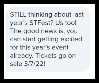 Event reminder SMS example
